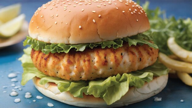 Burger z rybami, który naprawdę nadaje się dla króla z jego złotą bułeczką, która jest lekko tostowana z ai
