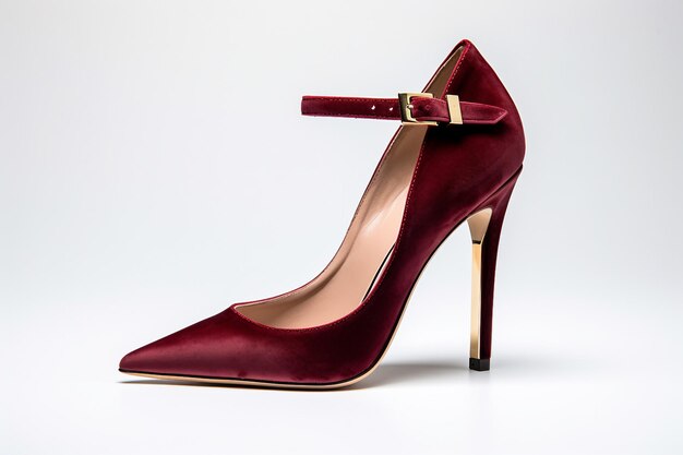 Burgundy Velvet Ankle Strap Heels