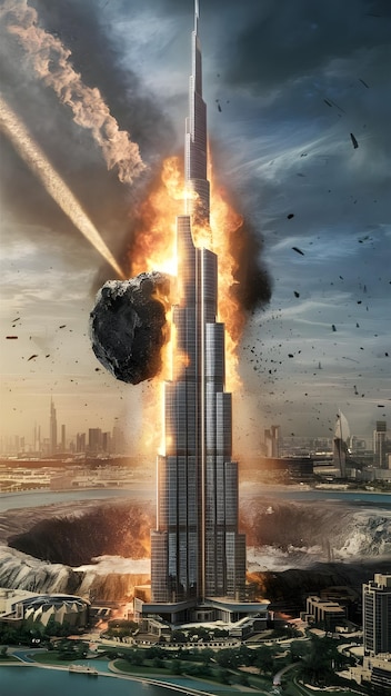 Burj Khalifa uderzona przez ogromny meteoryt