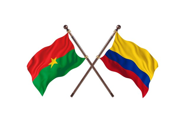 Burkina Faso kontra Kolumbia Tło flagi dwóch krajów