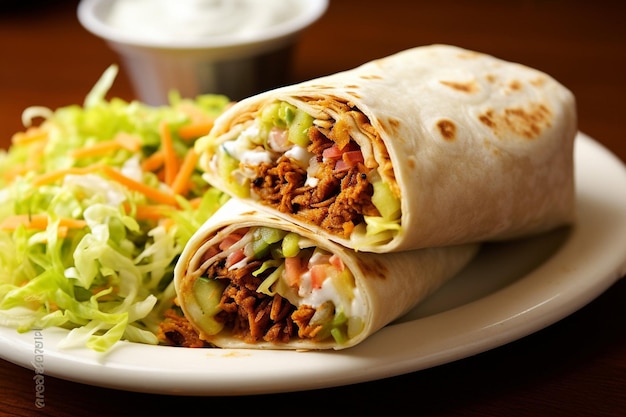 Zdjęcie burrito podawane z dodatkiem świeżych klinków cytrynowych