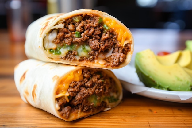 Burrito z burrito, które ma burrito pocięte na pół