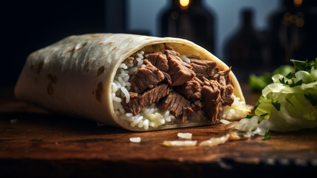 Burrito z wołowiny grillowane z profesjonalnymi technikami fotograficznymi