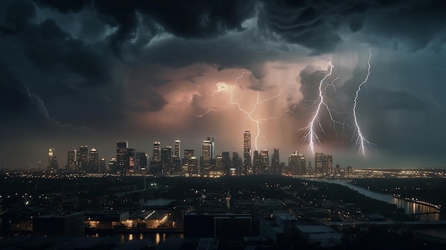Burza nad miastem Los Angeles