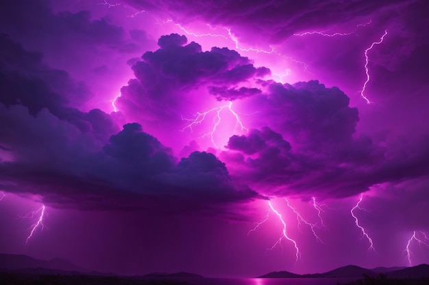 Burza nieba Różowa burza nieba Tło Różowe burze nieba Tapeta Różowy burzowy niebo Tło Deszczowe niebo Chmury burzowe Ai Generative