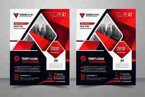 Zdjęcie business flyer poster design set layout template abstract czerwony geometryczny