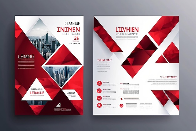 Business Flyer Poster Design Set Layout Template Abstract Czerwony Geometryczny