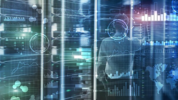 Business intelligence Diagram Wykres Giełdowy Panel inwestycyjny przezroczyste rozmyte tło