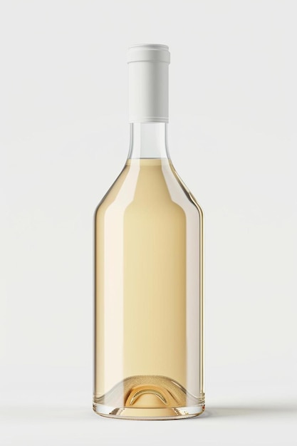 butelka białego wina na białej powierzchni