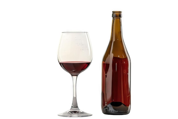 Butelka czerwonego wina i szklanka izolowane na białym tle