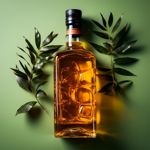 Butelka drogiej whisky o silnym alkoholu wygenerowana przez sztuczną inteligencję