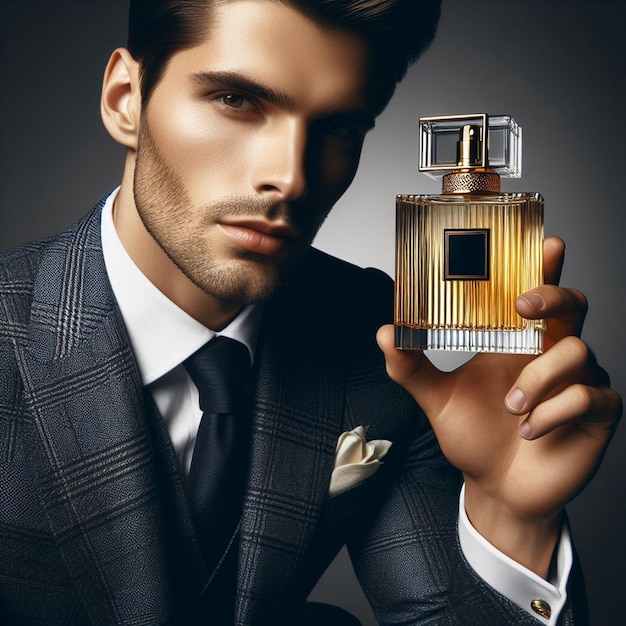 Zdjęcie butelka luksusowych męskich perfum miłosny prezent dla wyjątkowego mężczyzny dla projektu szablonu mediów społecznościowych
