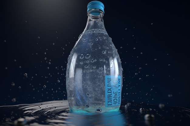Butelka luminonowej nadziei, że woda jest w kropli wody.