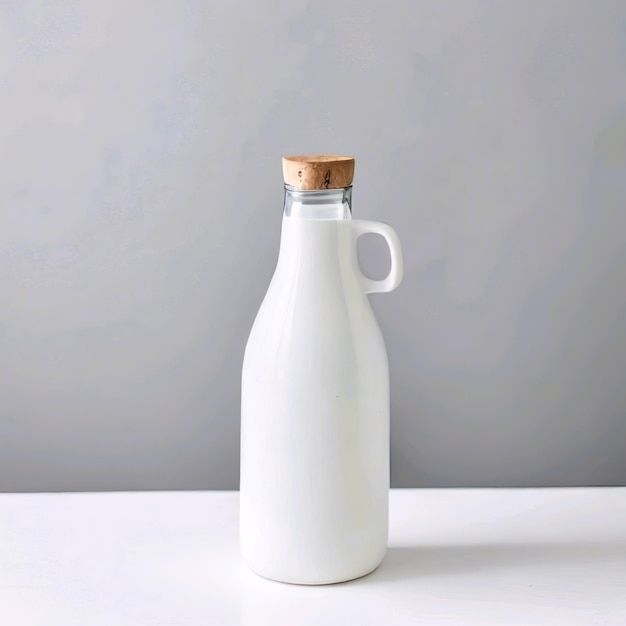 Butelka mleka z korkiem na wierzchu