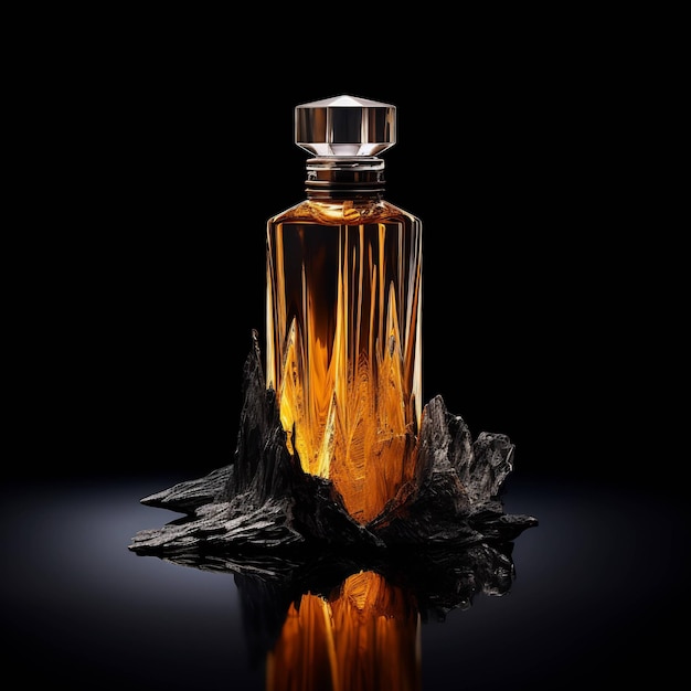 butelka oleju z czarnym tłem i czarnym tłem