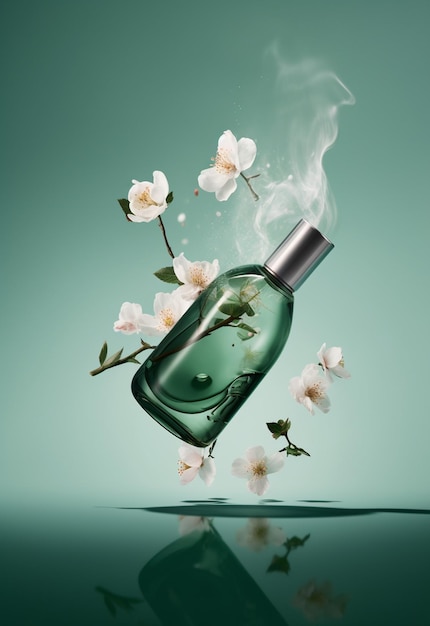 Butelka perfum z kwiatkiem na spodzie