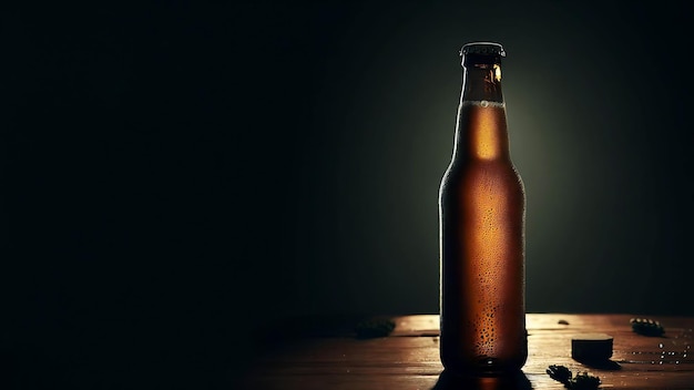butelka piwa fotografia kinematograficzna na ciemnym tle