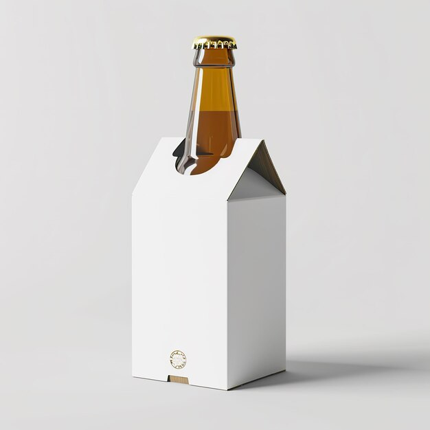 butelka piwa siedzi w białym pudełku