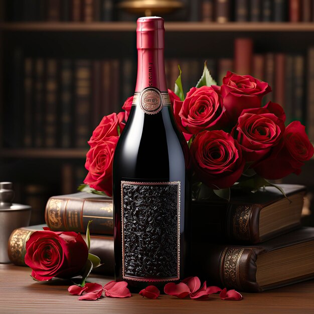 Butelka szampana z spersonalizowanym listem miłosnym Walentynki Specjalna dekoracja Szczęśliwy Walentynki