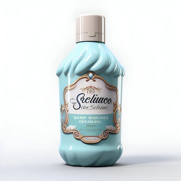 Butelka szamponu 3D ilustracja sceny maketowej na izolowanym tle.