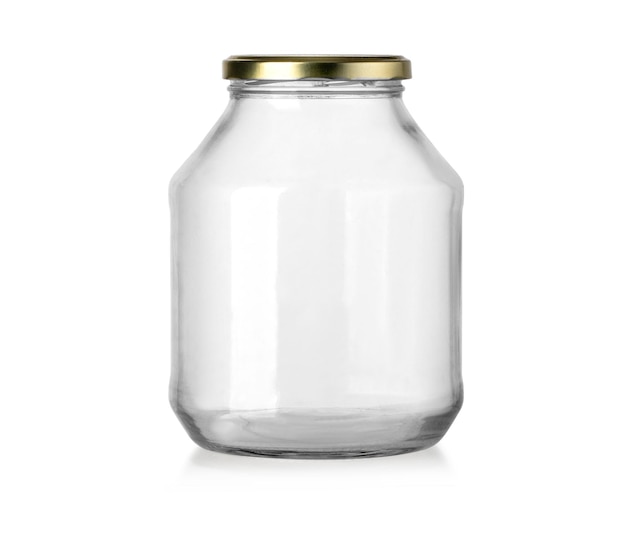 Butelka szklana słoik na białym tle