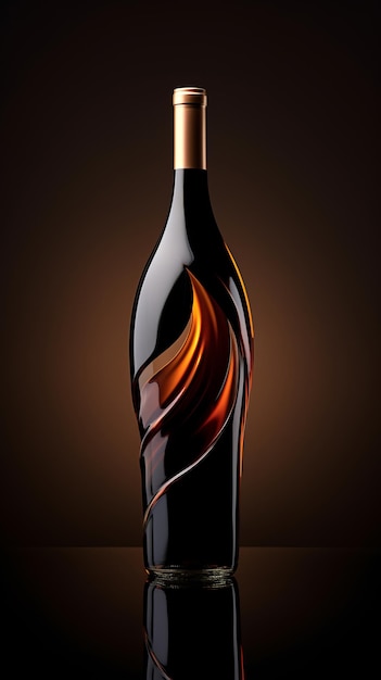 Butelka wina z brązowym wirem na niej