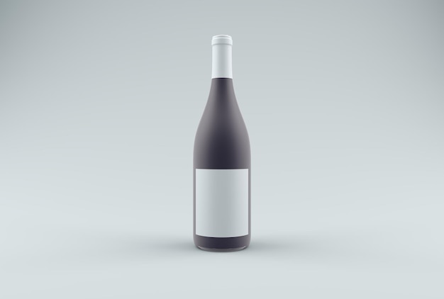 Butelka wina z etykietą na szarym tle Minimal Concept 3D