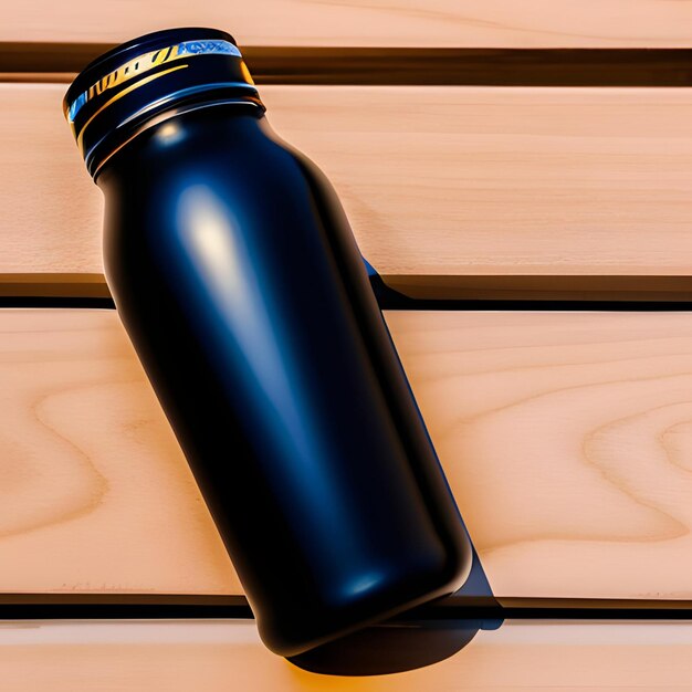 Butelka wody na drewnianym stole