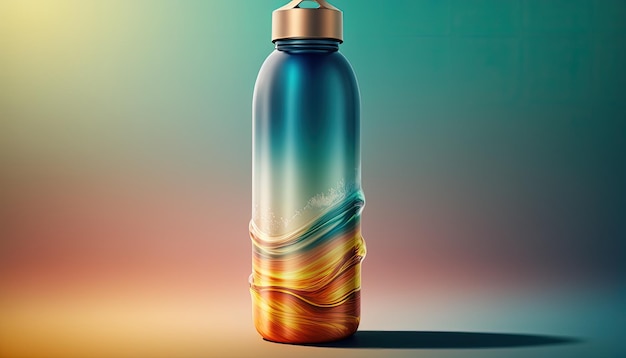 Butelka wody z kolorowym tłem