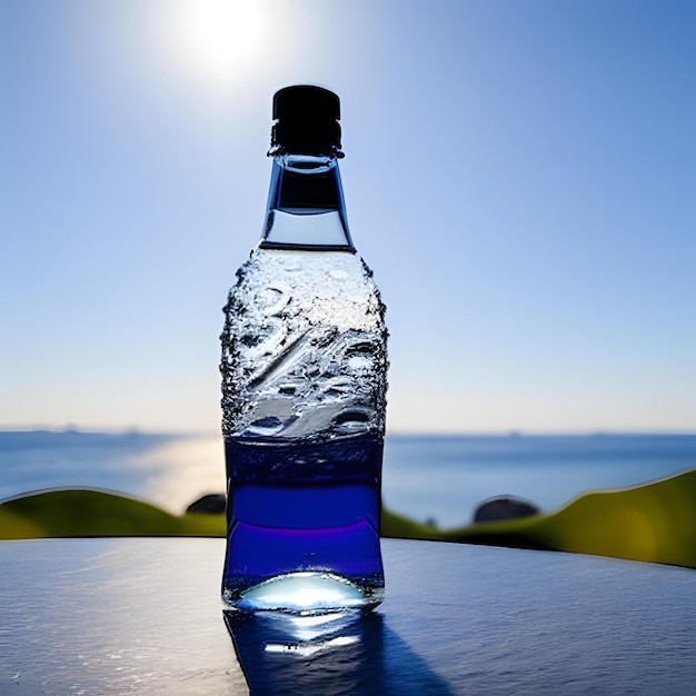 Zdjęcie butelka wody z niebieską nakrętką