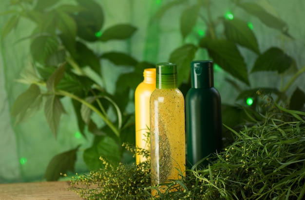 Butelka z olejkiem estragonowym Świeży zielony estragon i olejek eteryczny
