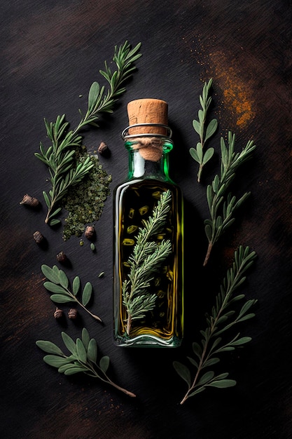 Butelka z olejkiem ziołowym zioła homeopatyczne Generative AI