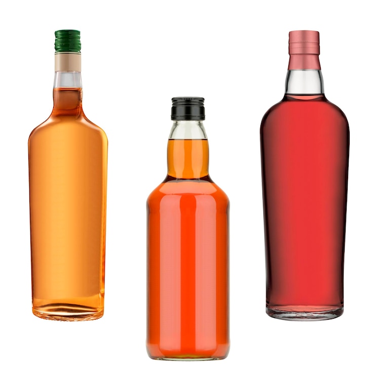 Zdjęcie butelki koniaku whisky i wina