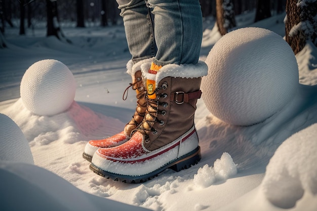 Buty do głębokiego śniegu na grubym śniegu w mroźną zimę piękne buty, które zapewniają ciepło