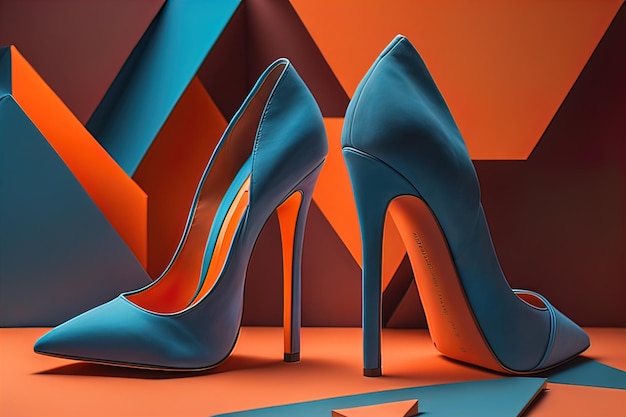 Zdjęcie buty na wysokim obcasie dla kobiet na tle o jednolitym kolorze