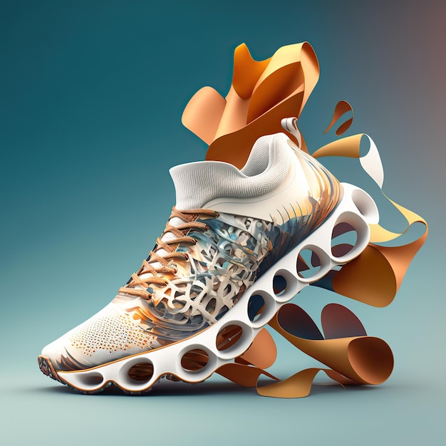 Buty sportowe lekkoatleta z systemem fitness koncepcja Generative AI ilustracji