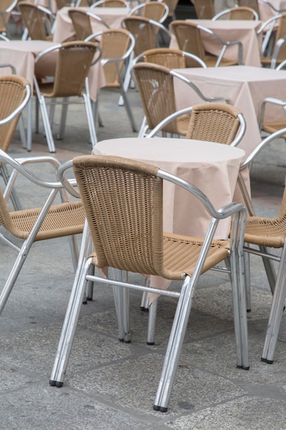 Cafe Table and Chairs Plaza Mayor Square, Salamanca, Hiszpania