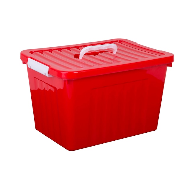 caja con tapa plastica roja