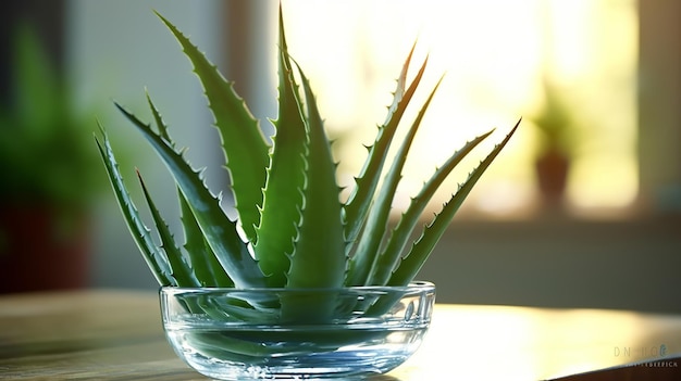 Cała roślina Aloe Vera w ciągu dnia zapewnia doskonały wygląd ultra Generative ai