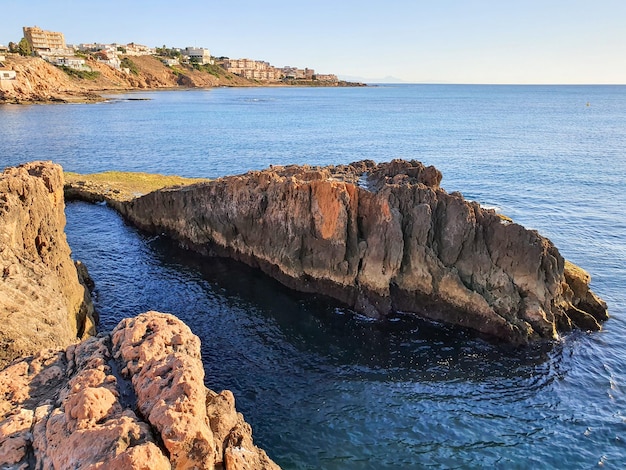 Calas De Torrevieja Paisaje Junto Al Mar Mediterraneo En El Sur De La Costablanca