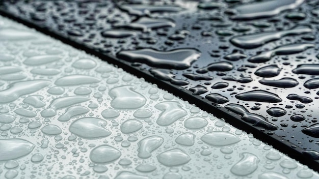 Zdjęcie całkowite zdjęcie kropli deszczu na metalu