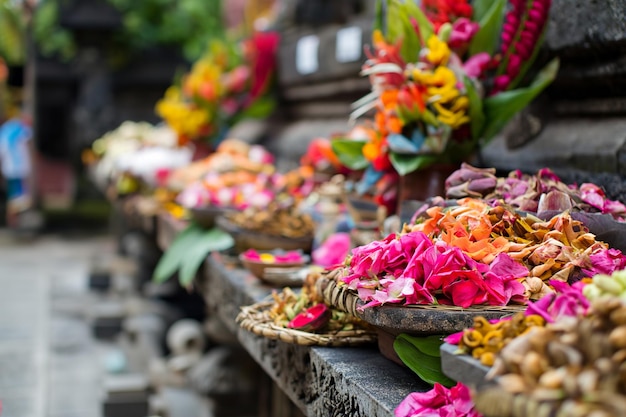 Canang sari i kwiaty na uroczystość Nyepi