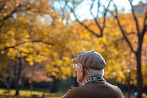 Candid Back View senior w parku zabawę Generate Ai