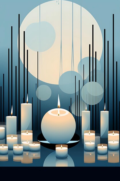 Zdjęcie candlesmas day kolekcja świec tealight w szklanych uchwytach cool holiday concept banner poster