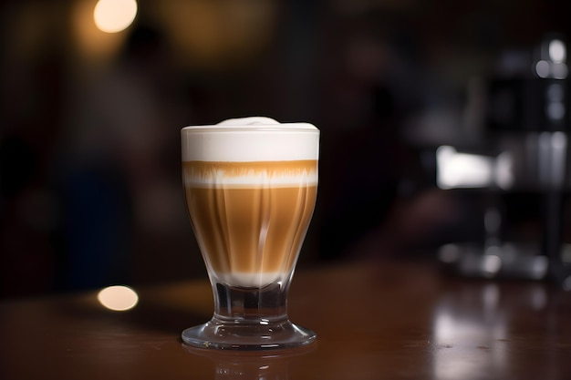 Cappuccino podawane jest w mniejszej filiżance i udekorowane bitą śmietaną Generative AI