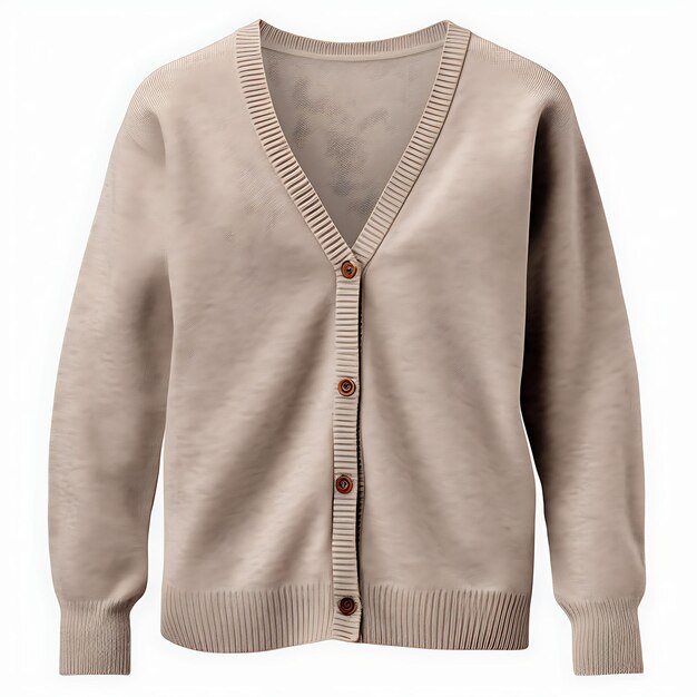 Cardigan Knit Fabric Button Up lub Open Front Form Design Sty Fashions Ubrania na czystym tle
