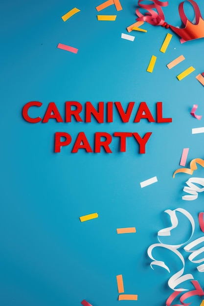 Carnival Party Lettering na uroczystym tle dla kart i banerów