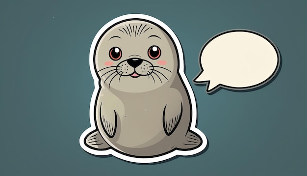 Cartoon Seal with Speech Bubble Distressed Sticker Design (Sygnał kreskówki z bąbelkiem mowy)