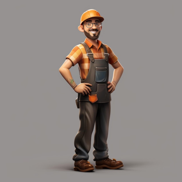 Cartoon Style Artist Worker 3D animowany twórca postaci