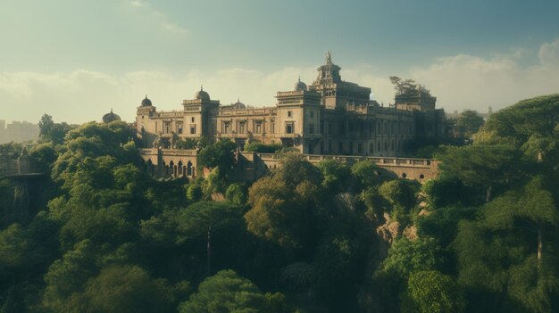 Castillo de Chapultepec z Mexico City w środku lasu